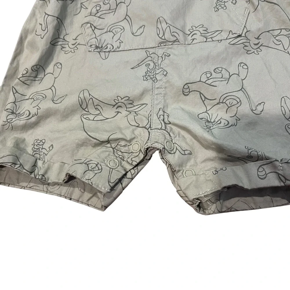 Disney Baby Lion King Simba Pumbaa Timon Sage Green Shortall Romper 12M